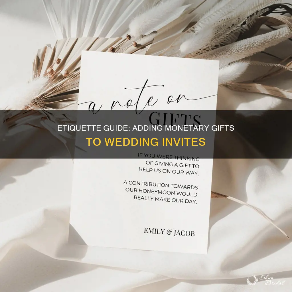 how to add monetary gift to wedding invitation