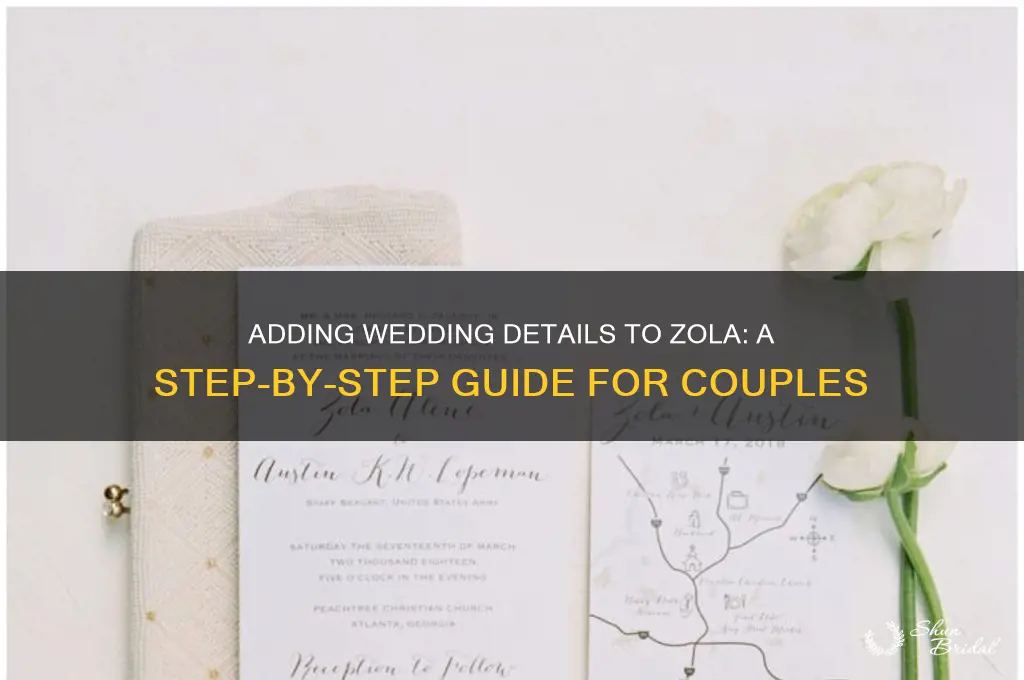 how to add wedding details in zola