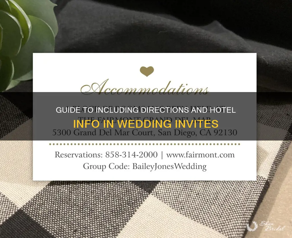 how to add wedding invite direction and hotel stay