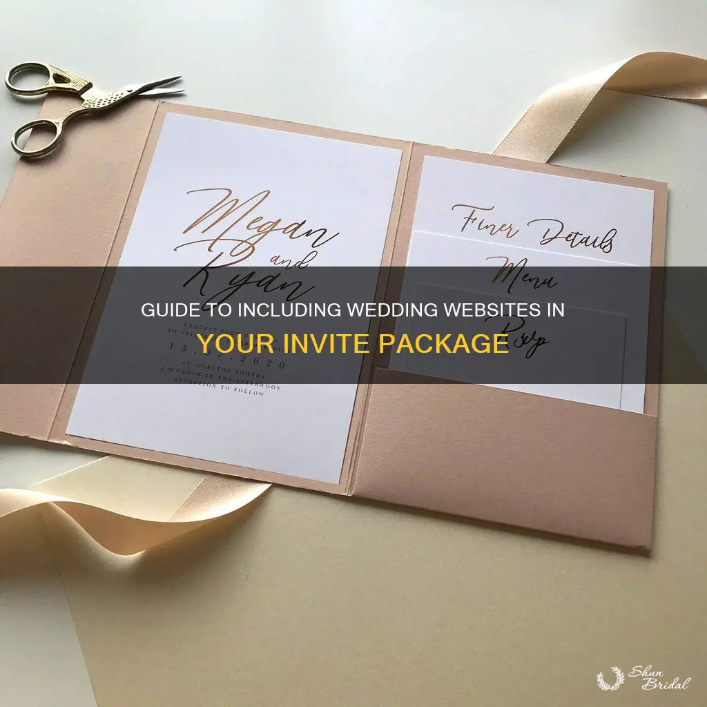 how to add wedding website to invite package