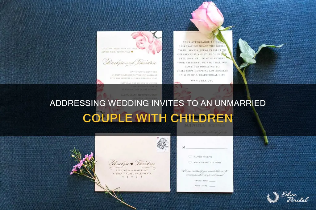 how to address wedding invite to unmarried couple with child