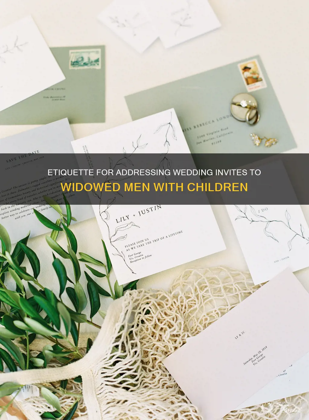 how to address wedding invitiation to widowed man and son