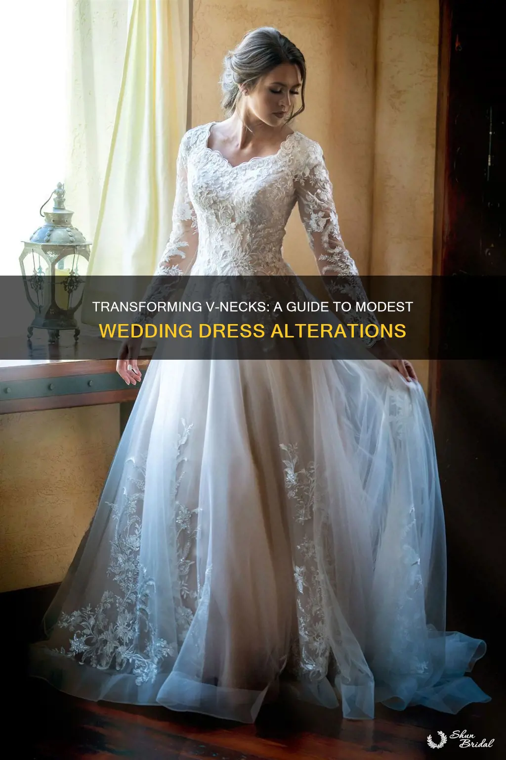 how to alter vneck to modest wedding dress