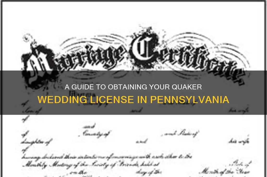 how to apply for a quaker wedding license in pa