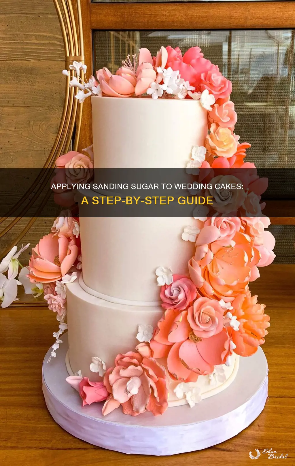 how to apply sanding sugar to wedding cake