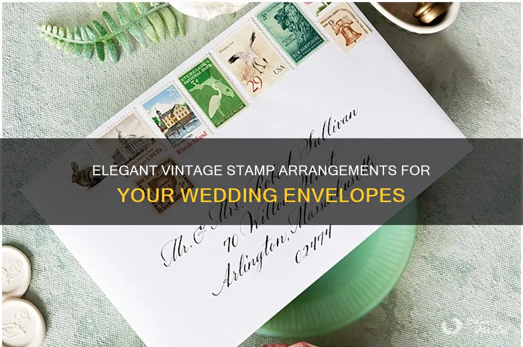 how to arrange vintage stamps wedding envelope