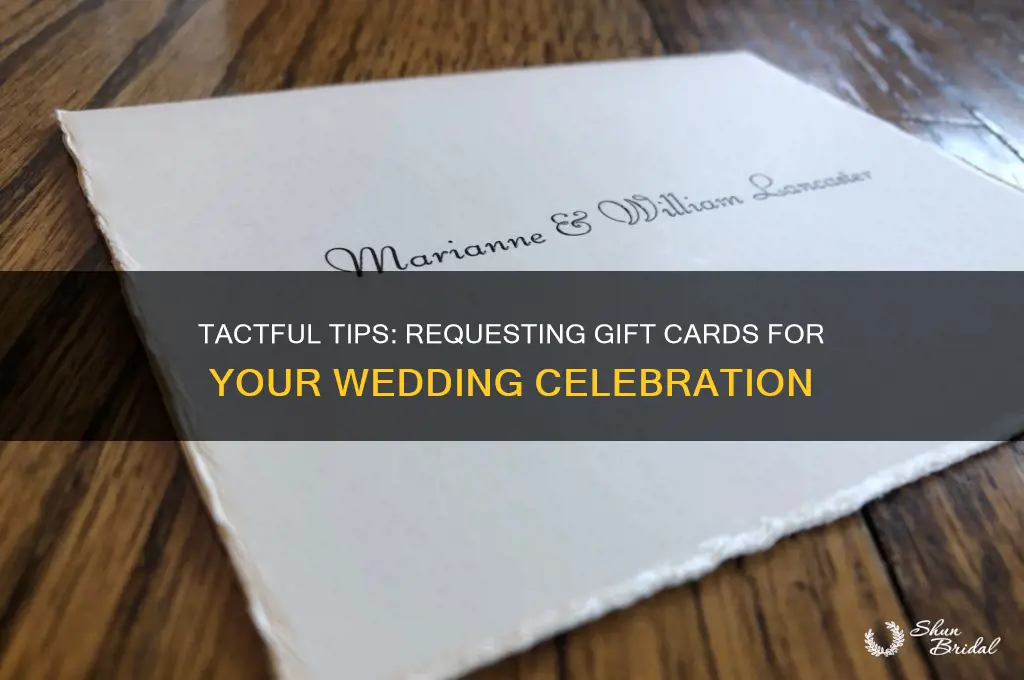 how to ask for gift card for wedding