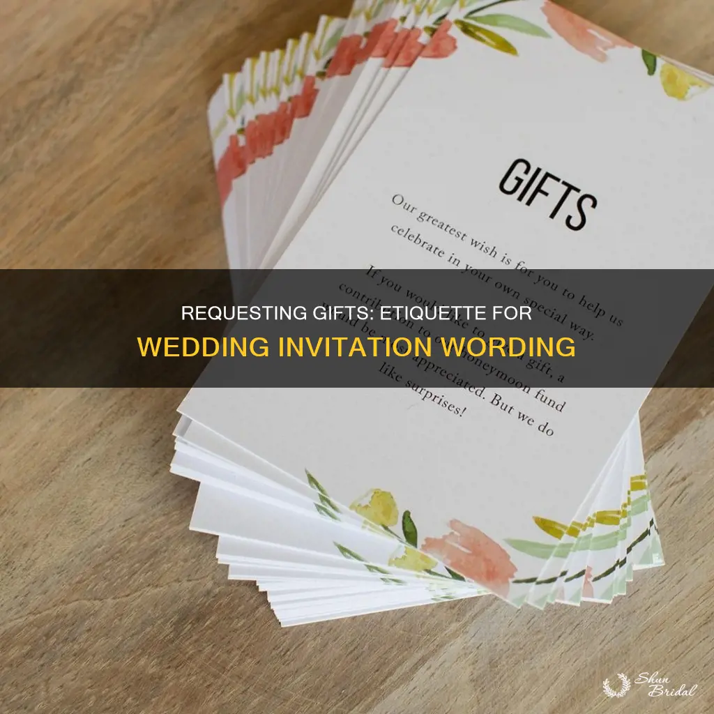 how to ask for gifts on your wedding invitations