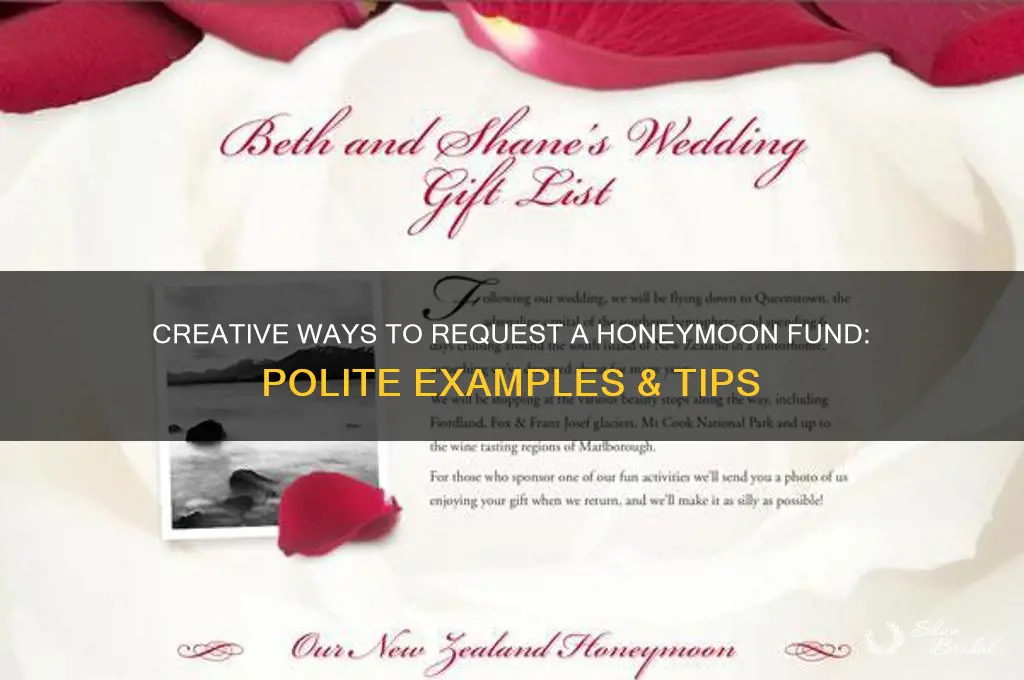 how to ask for honeymoon fund examples