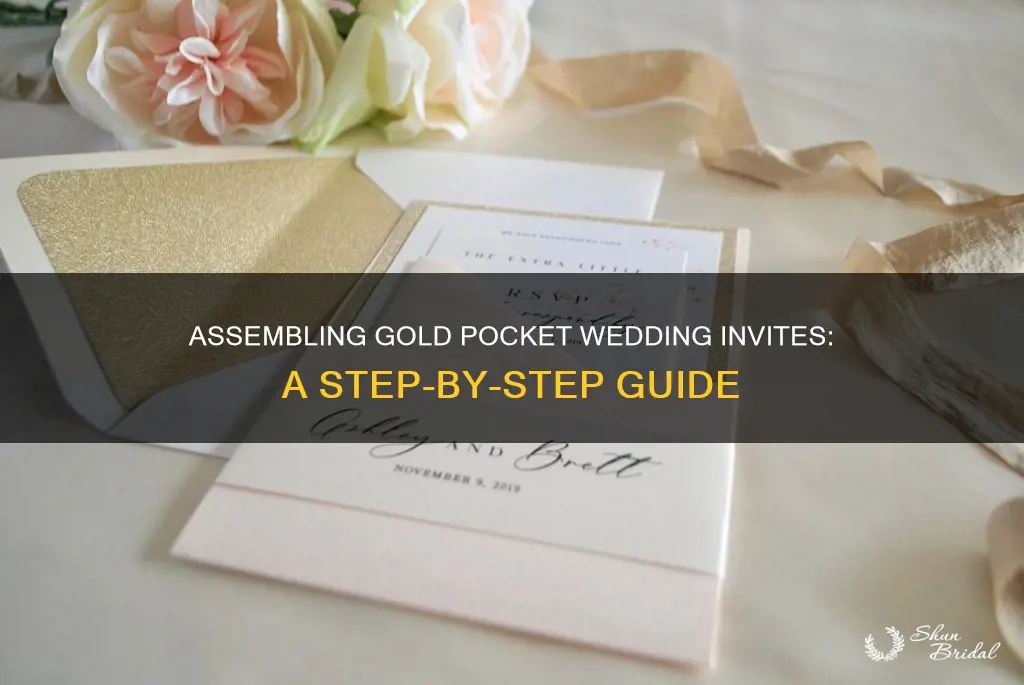 how to assemble gold pocket wedding invitations