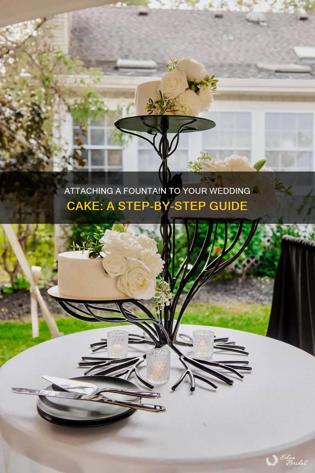 how to attach a fountain wedding cake stand to cakes