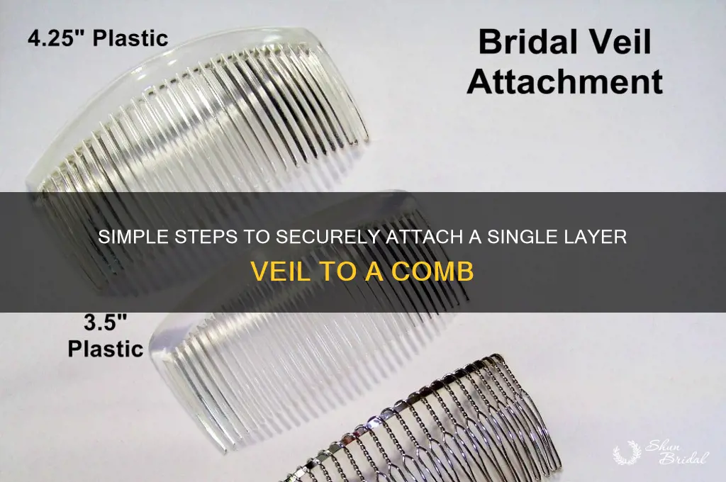 how to attach a single layer veil to a comb