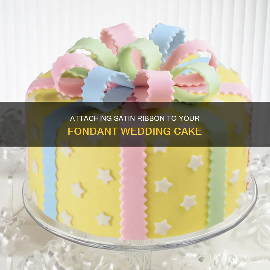 how to attach satin ribbon to fondant wedding cakes