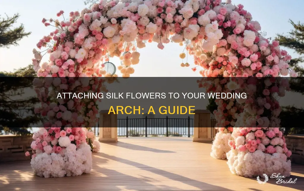 how to attach silk flowers to a wedding arch
