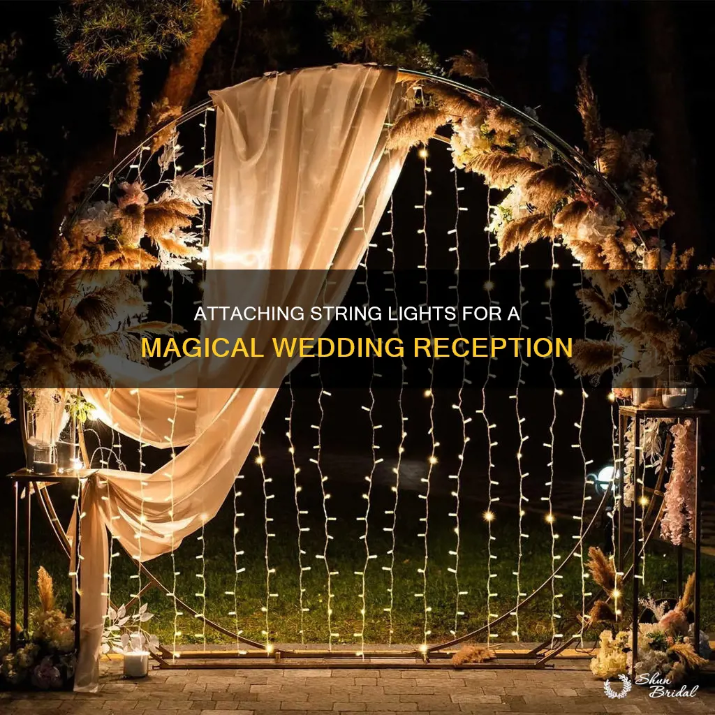 how to attach string lights at a wedding reception