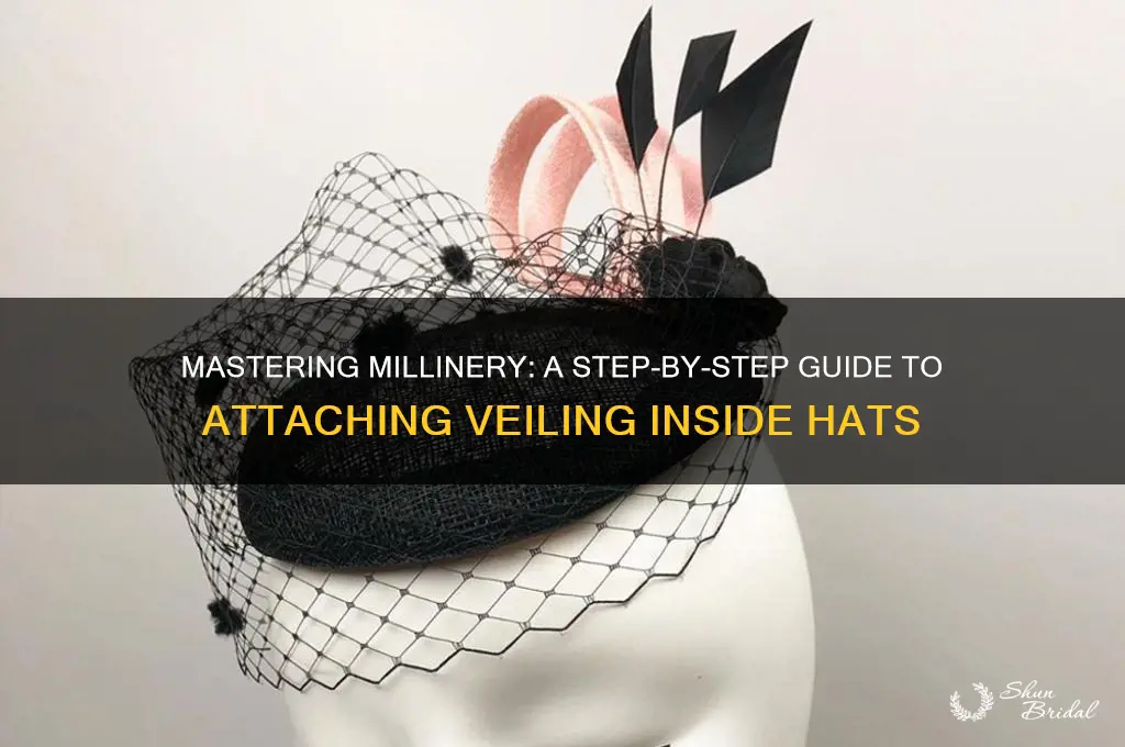 how to attach veiling inside hat