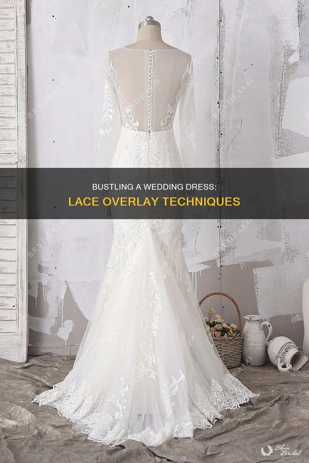 how to bustle a wedding dress with a lace overlay