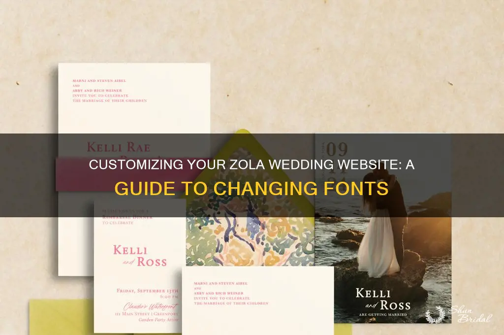 how to change fonts in zola weddings webpage