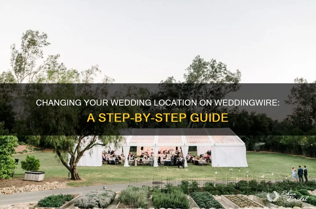 how to change location in wedding wire