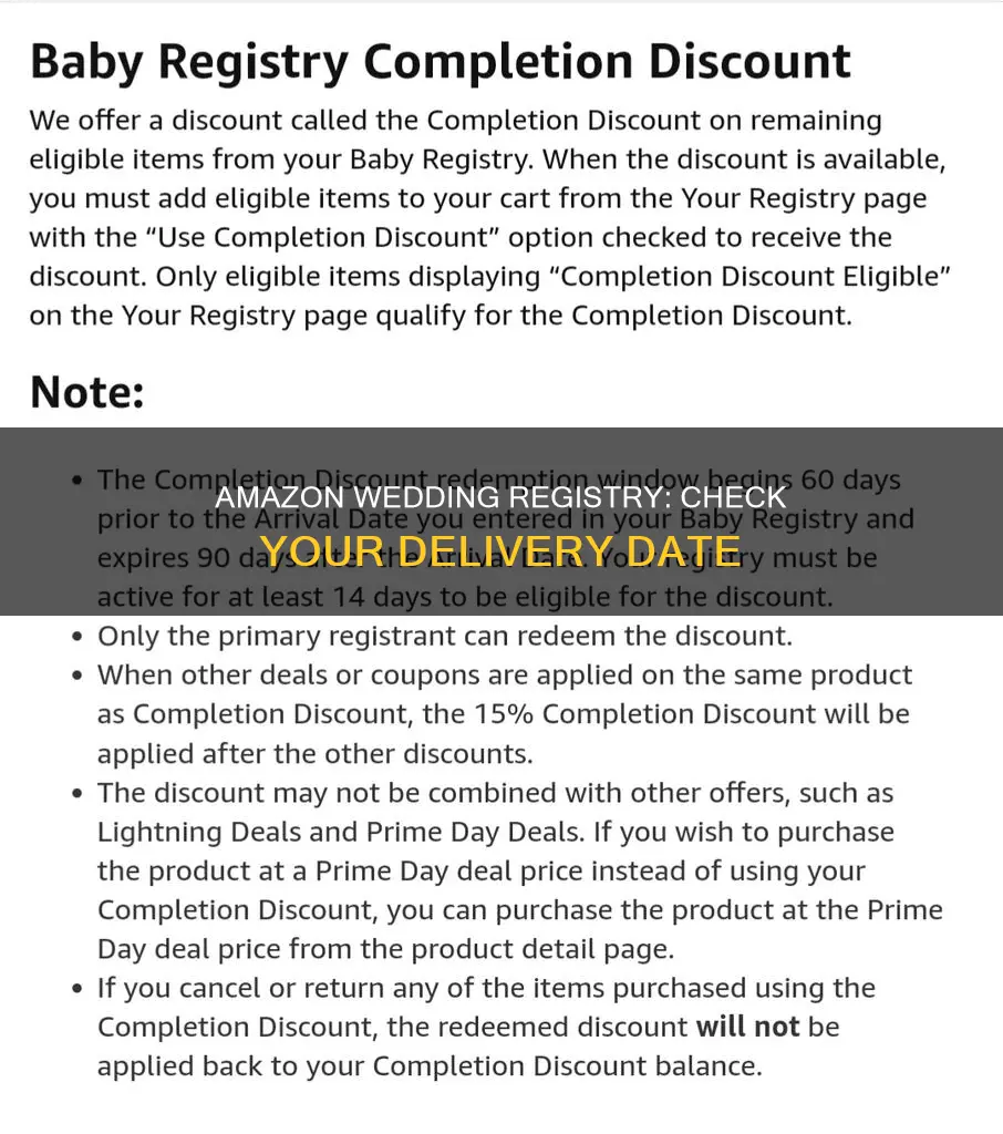 how to check delivery date for amazon wedding registry