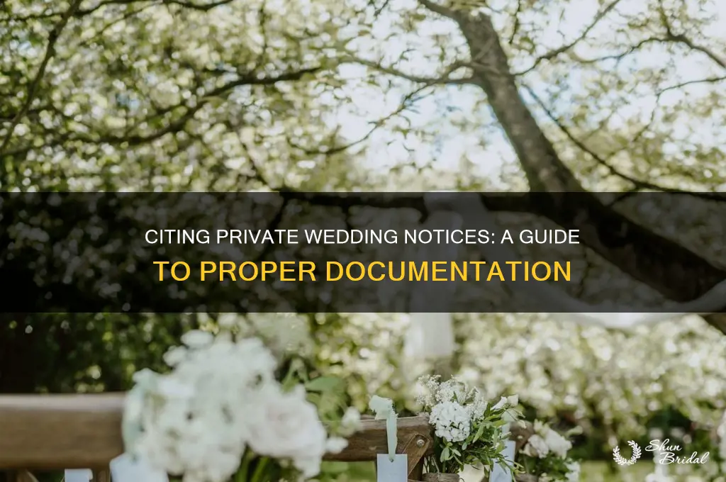 how to cite privately held wedding notice