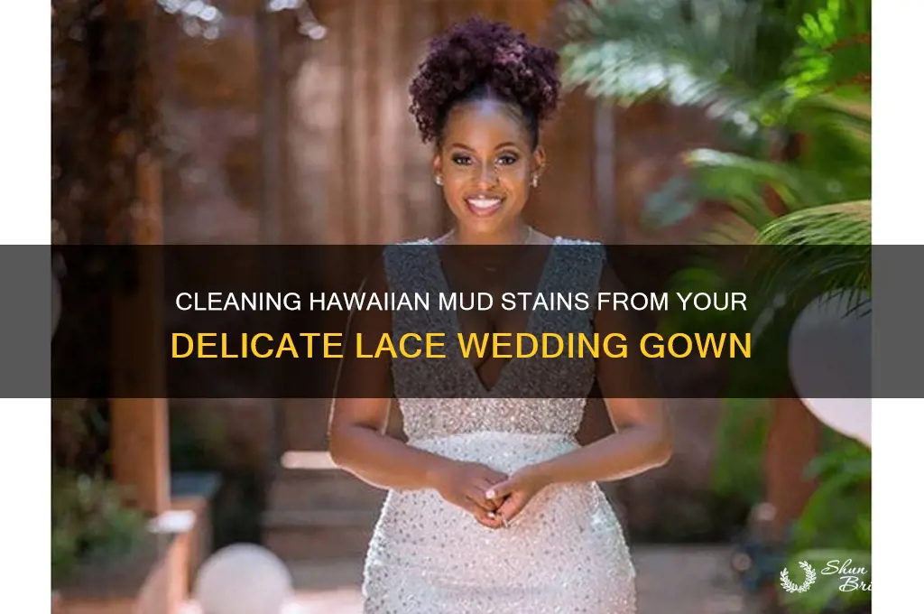 how to clean hawian mud off lace wedding gown