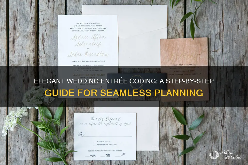 how to code entrees for wedding