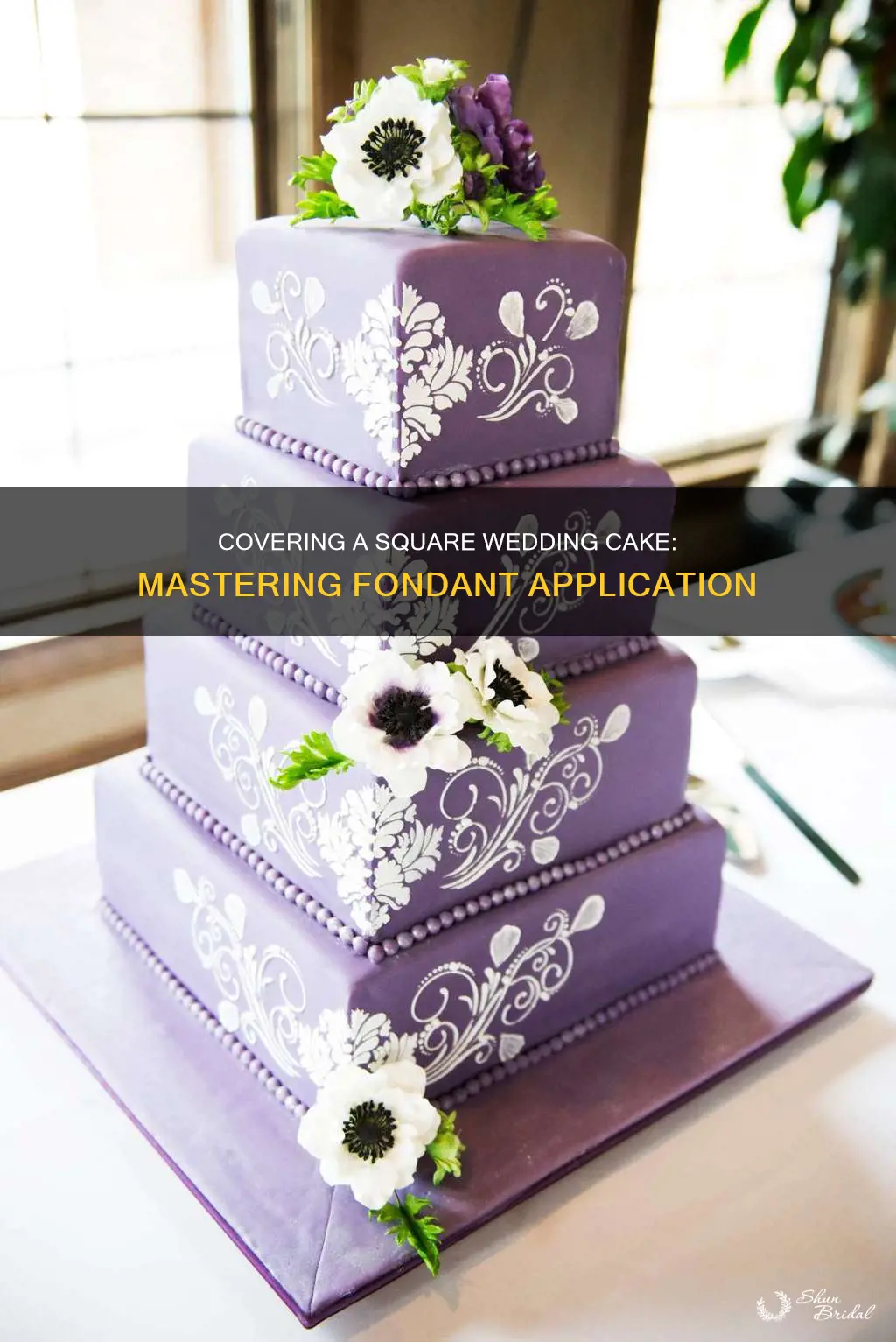 how to cover a square wedding cake with fondant