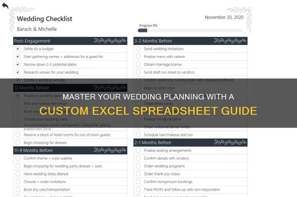how to create a wedding excel spreadsheet