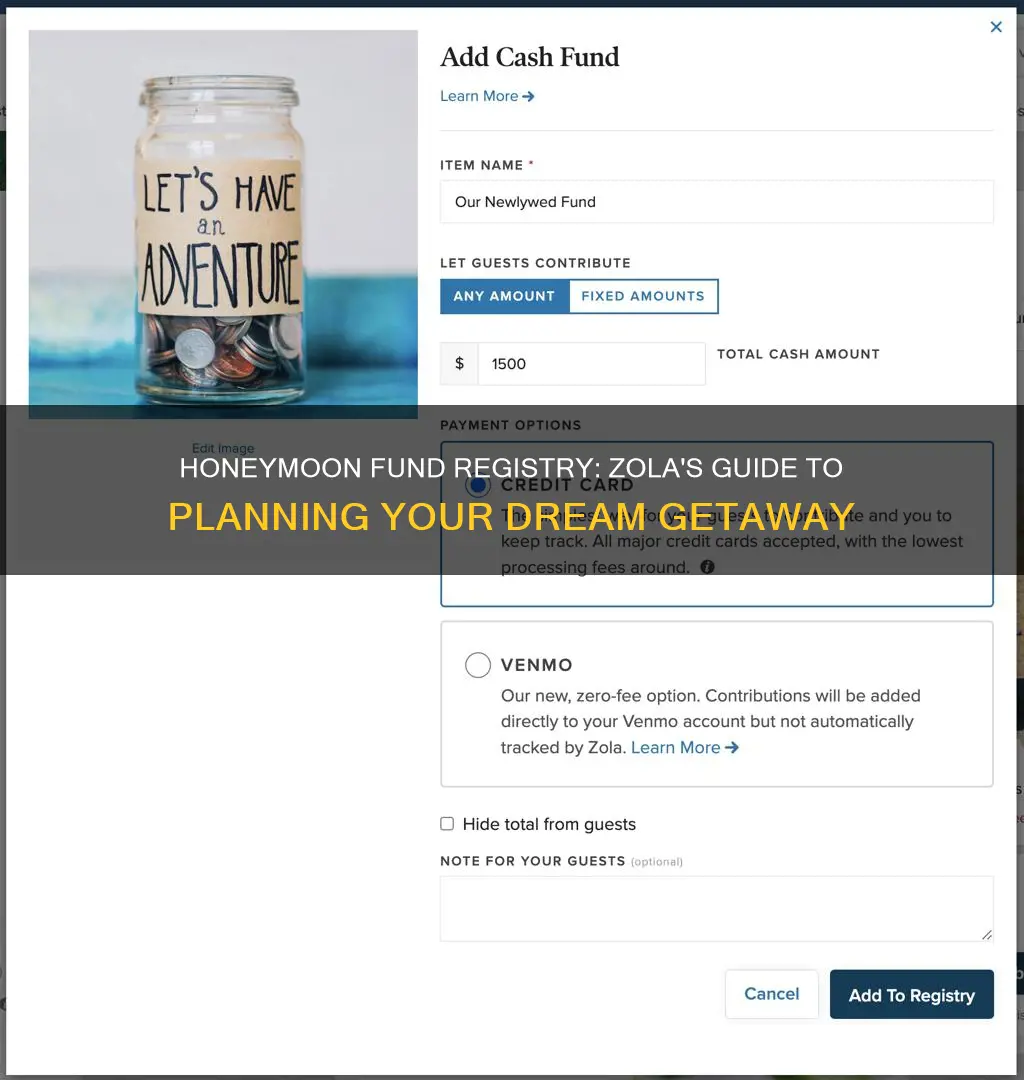 how to create honeymoon fund registry zola