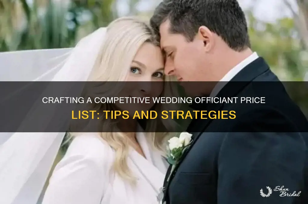 how to create price list for wedding officiant