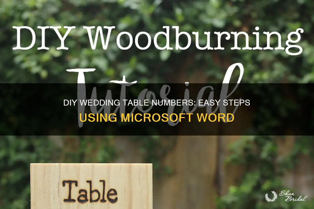 how to create wedding table numbers in word