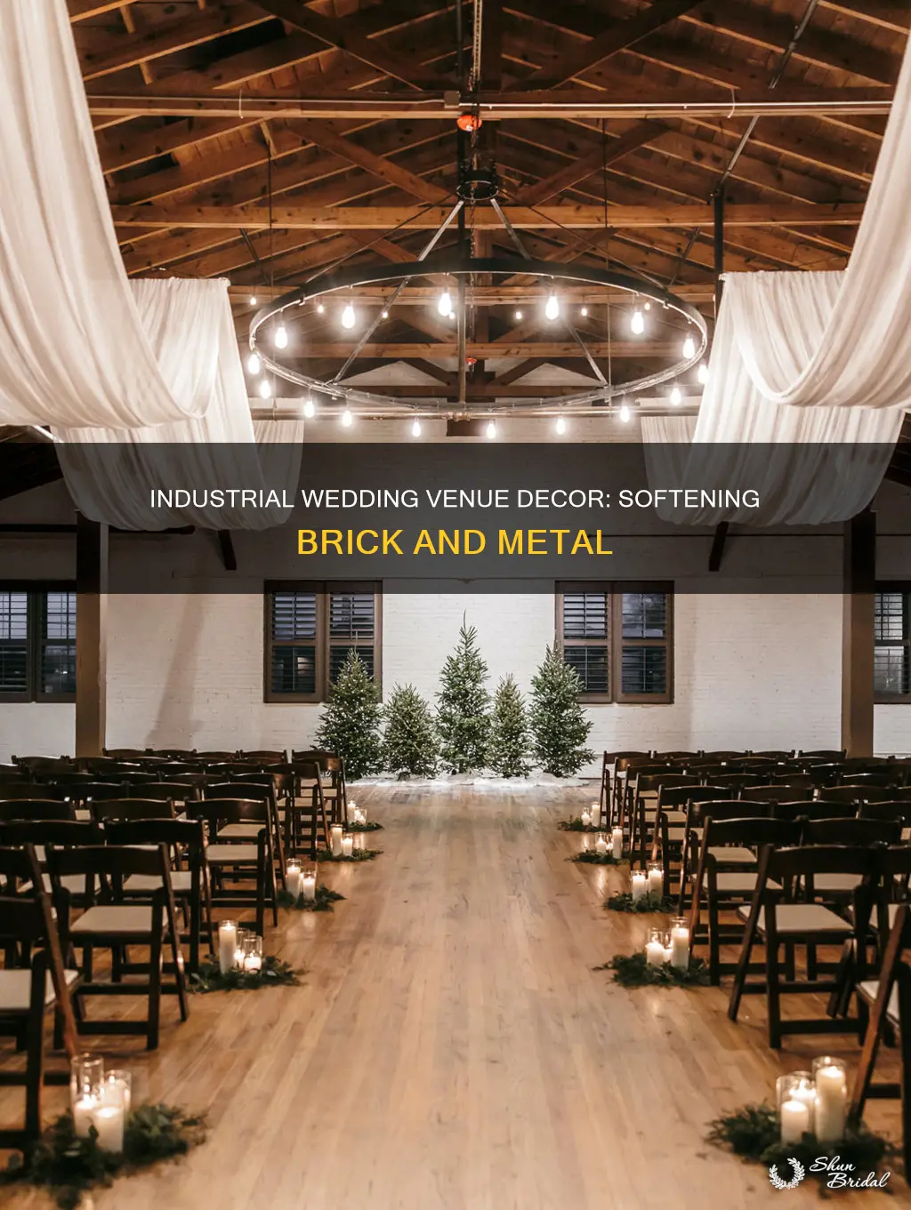 how to decorate an brick and metal industrial wedding venue