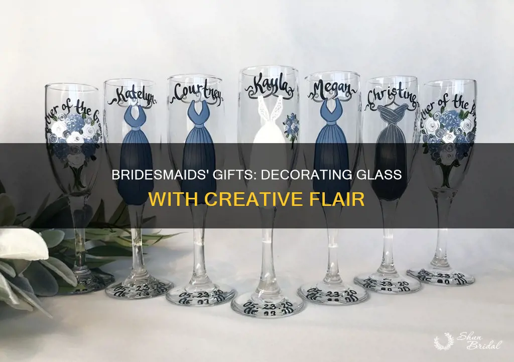 how to decorate glass for bridesmaids