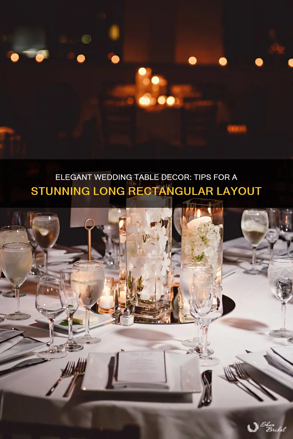 how to decorate long rectangular table that seats 8 wedding