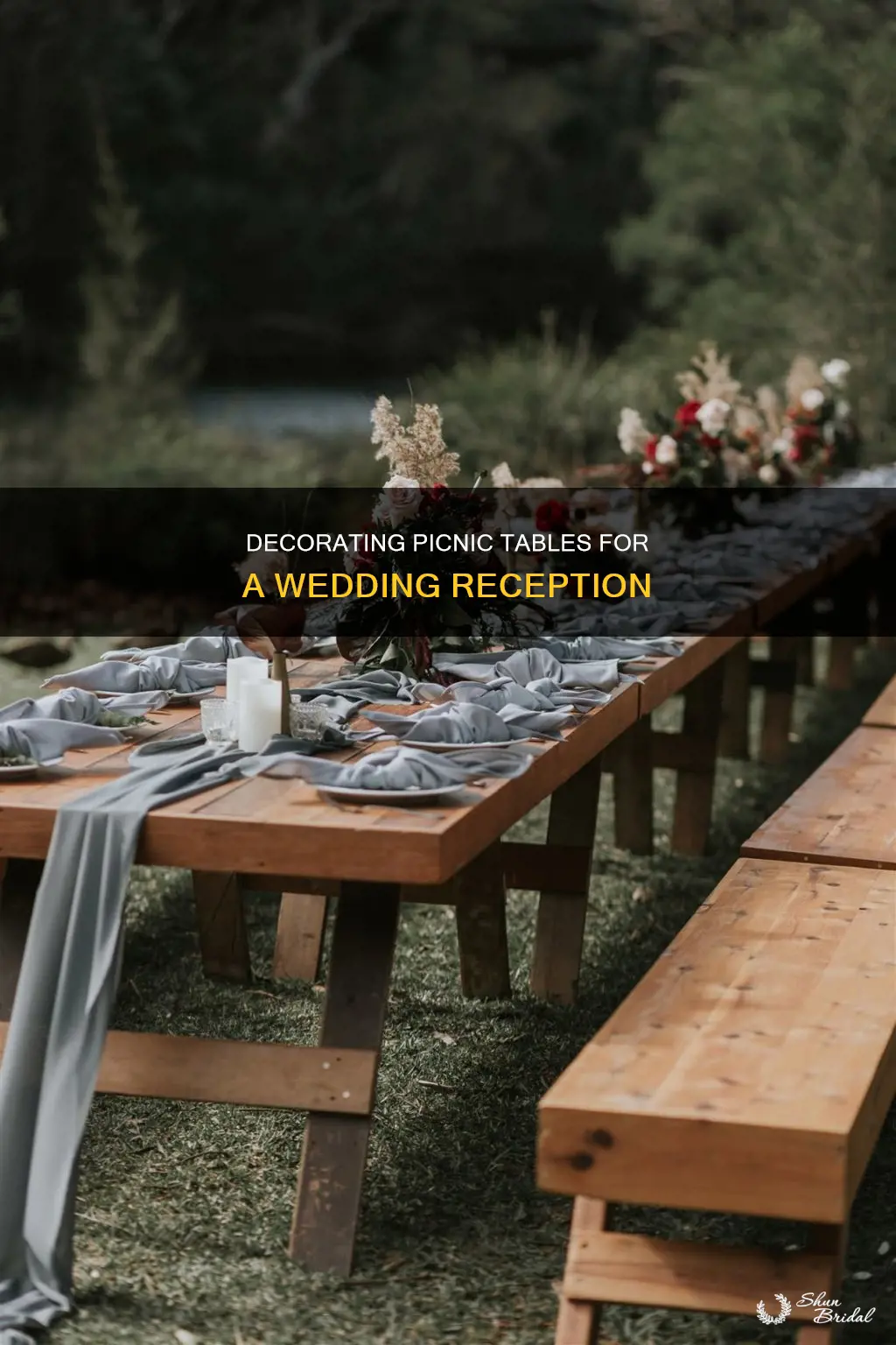 how to decorate picnic tables for wedding reception