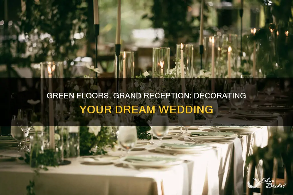 how to decoration wedding reception that has green floors