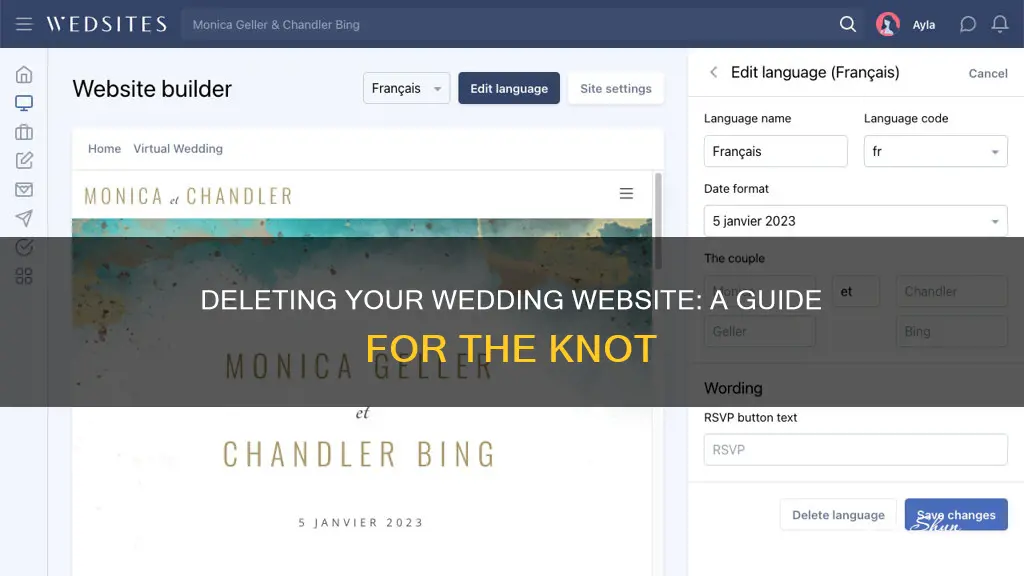 how to delete wedding website on the knot