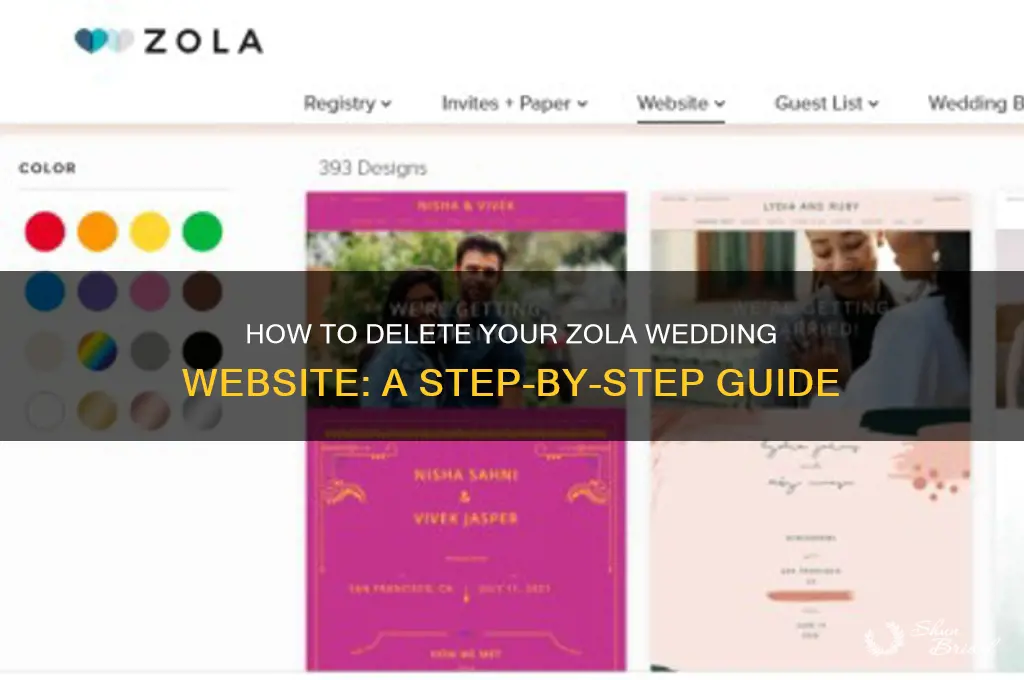 how to delete wedding website on zola