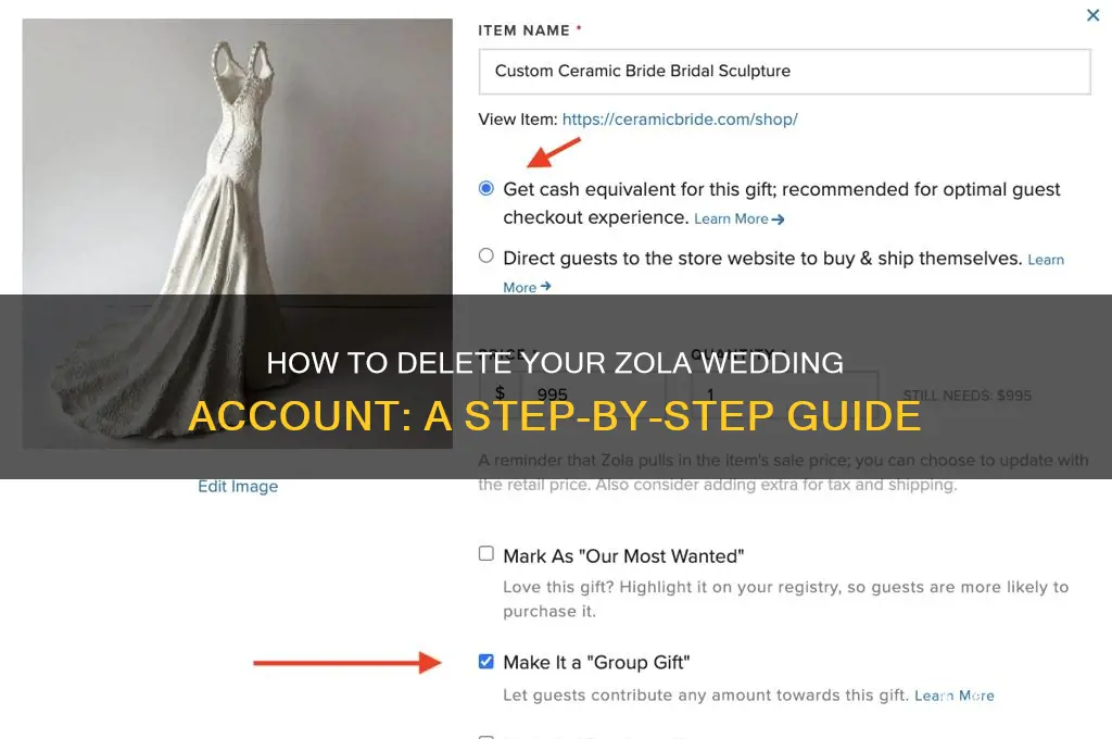 how to delete zola wedding account