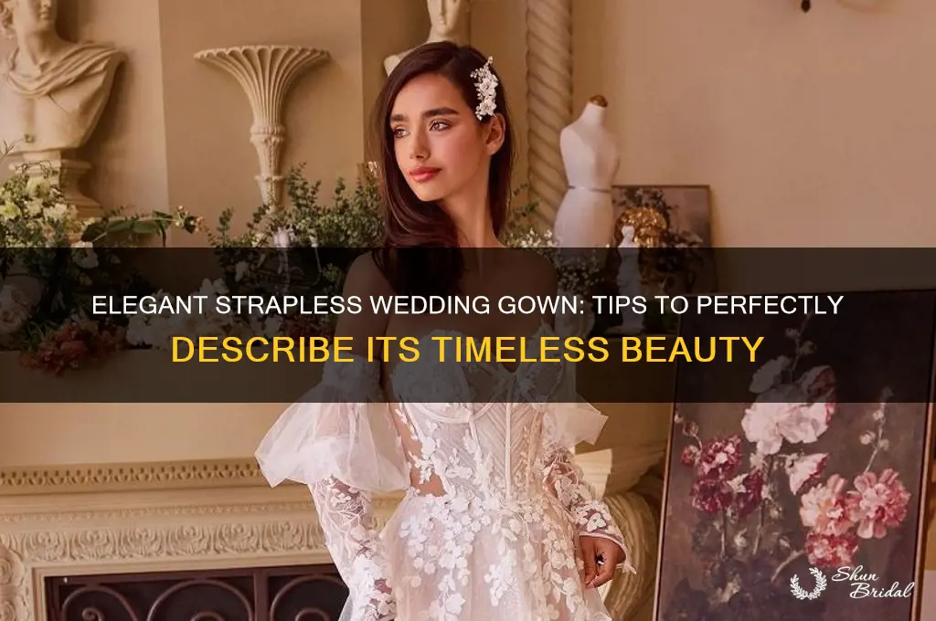 how to describe a strapless wedding gown