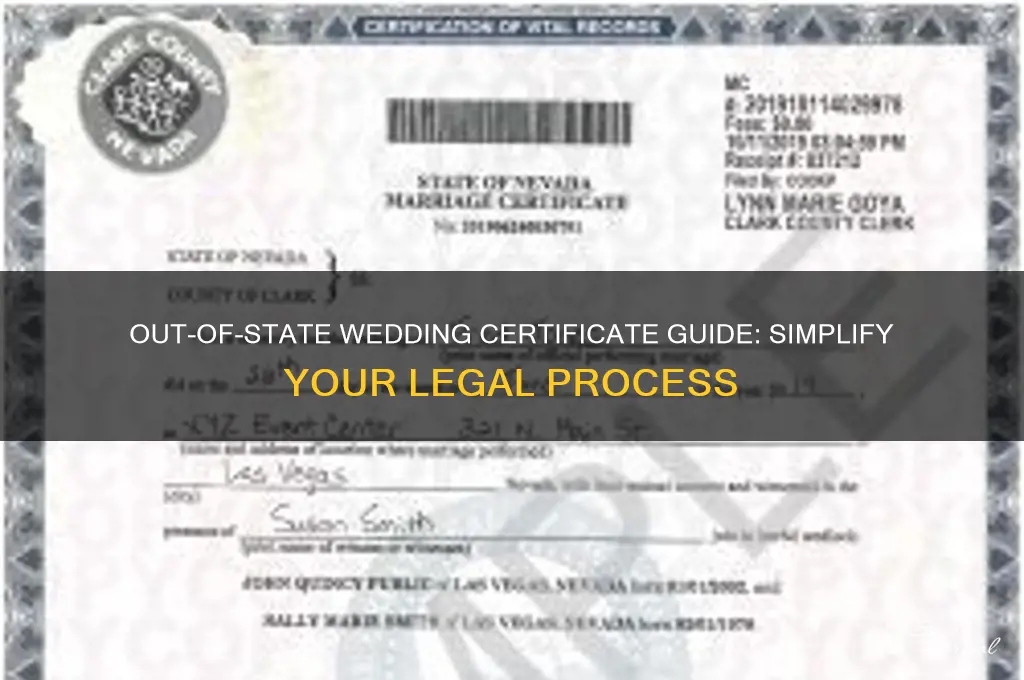 how to do wedding certificate for out of state wedding