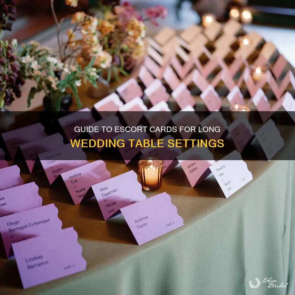 how to do wedding escort cards with one long table