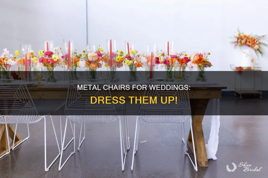 how to dress up metal chairs for wedding