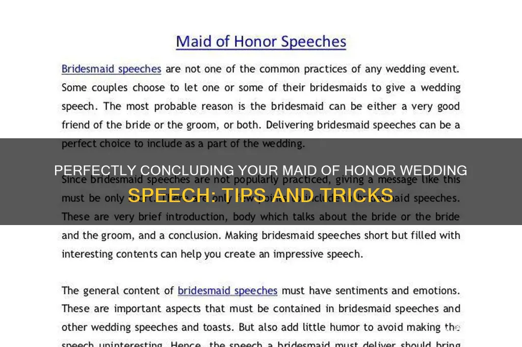 how to end a wedding speech maid of honor