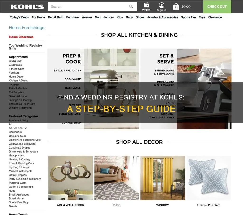 how to find a wedding registry at kohls