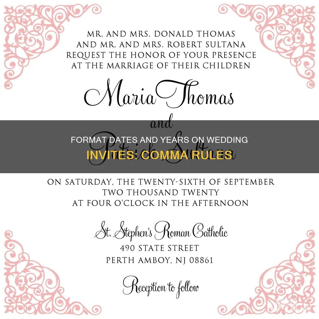 how to format date and year comma on wedding invitation