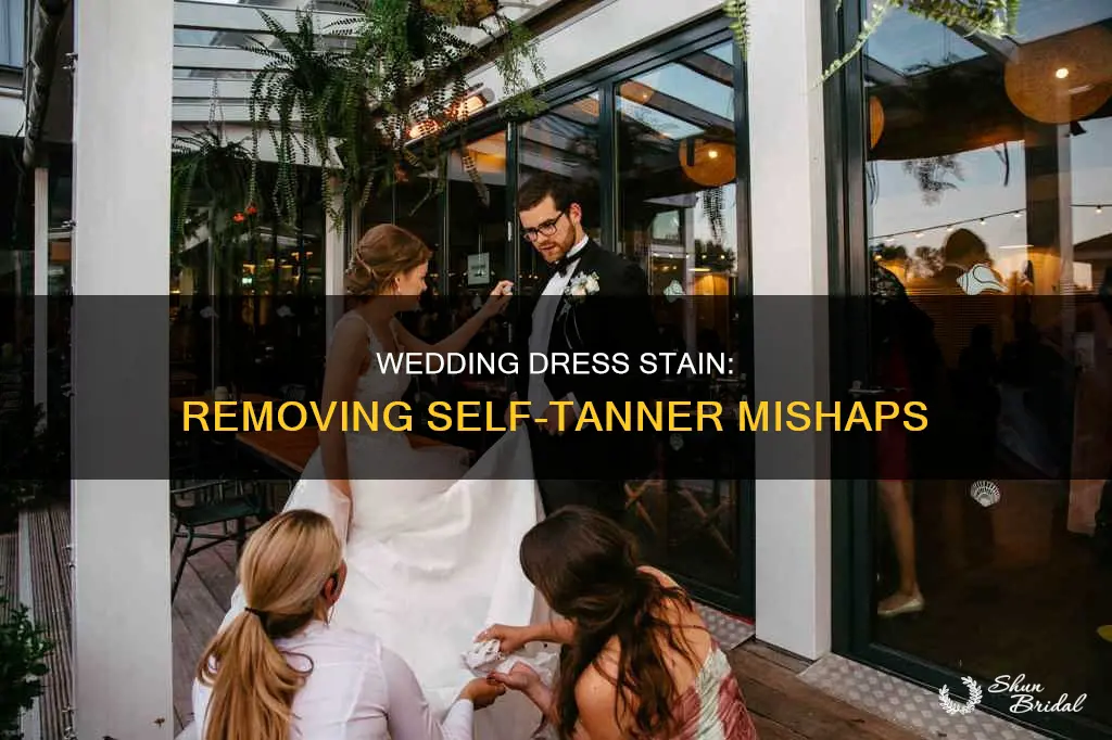 how to get self tanning lotion off a wedding dress