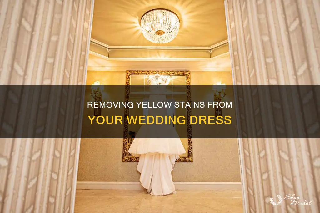 how to get yellow out of stored wedding dress