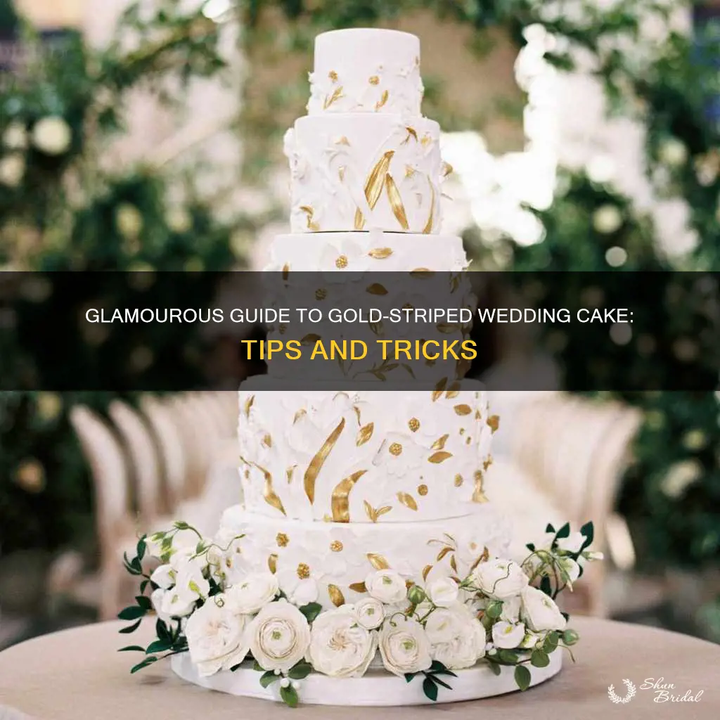 how to gold stripe wedding cake